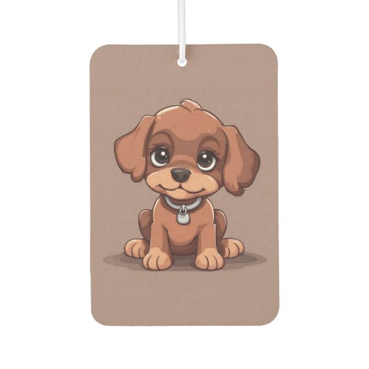 かわいい茶色の子犬 カーエアーフレッシュナー (正面)