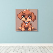 かわいい茶色の子犬 キャンバスプリント (インサイチュ (ウッドフロア))