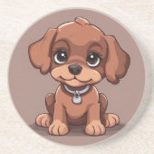かわいい茶色の子犬 コースター (正面)