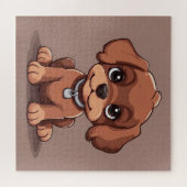 かわいい茶色の子犬 ジグソーパズル (横)