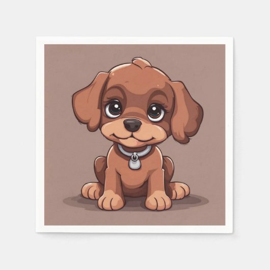 かわいい茶色の子犬 スタンダードカクテルナプキン (正面)