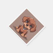 かわいい茶色の子犬 スタンダードカクテルナプキン (角)