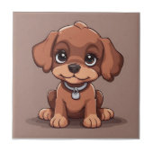 かわいい茶色の子犬 タイル (正面)