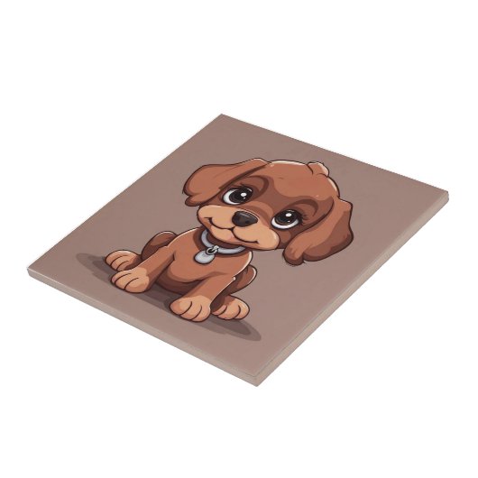 かわいい茶色の子犬 タイル (側面)