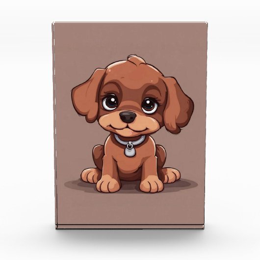 かわいい茶色の子犬 フォトブロック (正面)