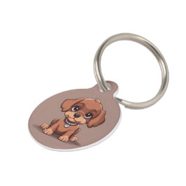 かわいい茶色の子犬 ペット　ネームタグ