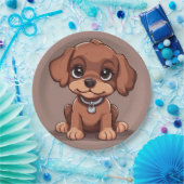 かわいい茶色の子犬 ペーパープレート (パーティー)