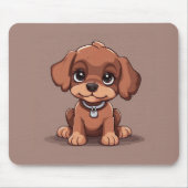 かわいい茶色の子犬 マウスパッド (正面)