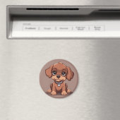 かわいい茶色の子犬 マグネット (インサイチュ (食洗機))