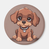 かわいい茶色の子犬 マグネット (正面)