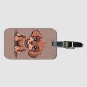 かわいい茶色の子犬 ラゲッジタグ (正面横)