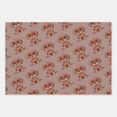 かわいい茶色の子犬 ラッピングペーパーシート (正面3)