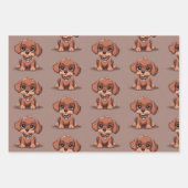 かわいい茶色の子犬 ラッピングペーパーシート (正面)