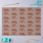 かわいい茶色の子犬 薄葉紙 (クラフト)