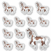 かわいい茶色の斑点のキャラクター馬 シール (正面)