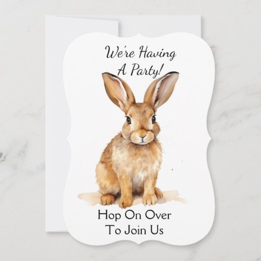 かわいい茶色の森のウサギのカスタマイズ 招待状 (正面)