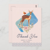 かわいい茶色の水彩の鹿 素朴 ありがとう ポストカード (正面/裏面)