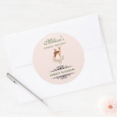 かわいい茶色の水色の鹿素朴蝋燭せっけん ラウンドシール (封筒)