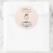 かわいい茶色の水色の鹿素朴蝋燭せっけん ラウンドシール (バッグ)