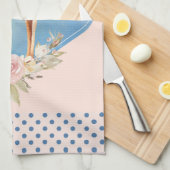 かわいい茶色の水色の鹿素朴 キッチンタオル (四つ折り)