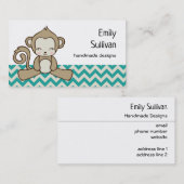 かわいい茶色の漫画のサル座る |かわいい 名刺 (正面/裏面)