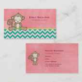 かわいい茶色の漫画のサル座る |かわいい 名刺 (正面/裏面)