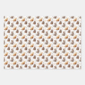 かわいい茶色の熊が白に ラッピングペーパーシート (正面)