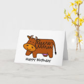 かわいい茶色の牛 カード (黄色い花)
