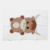 かわいい茶色の牛 キッチンタオル (横)