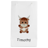 かわいい茶色の牛 スモールペーパーバッグ (正面)
