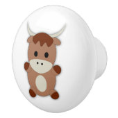 かわいい茶色の牛 セラミックノブ (右)
