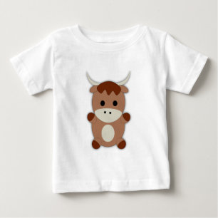 かわいい茶色の牛 ベビーTシャツ