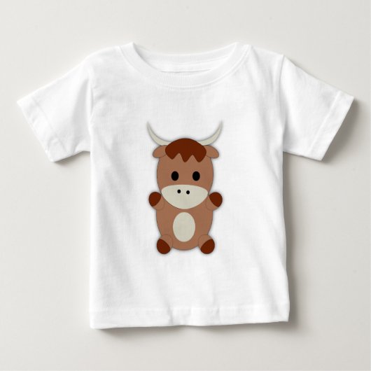 かわいい茶色の牛 ベビーTシャツ (正面)