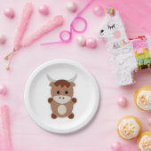 かわいい茶色の牛 ペーパープレート (パーティー)