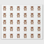 かわいい茶色の牛 ラッピングペーパー (フラット)