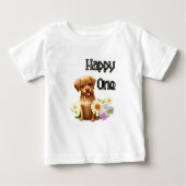 かわいい茶色の犬 ベビーTシャツ (正面)