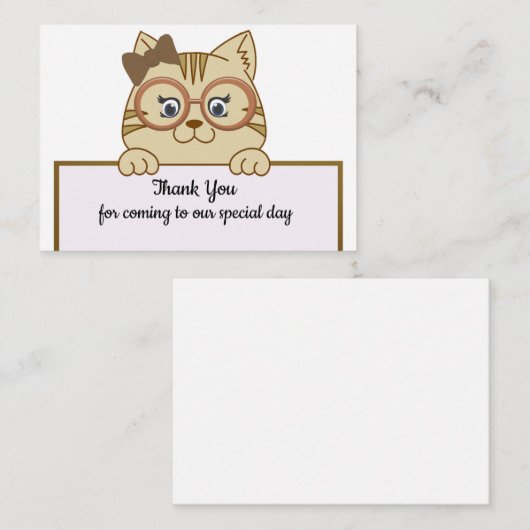 かわいい茶色の猫のサンキューカード ノートカード (正面/裏面)