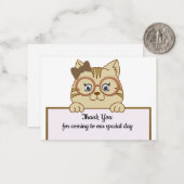 かわいい茶色の猫のサンキューカード ノートカード (正面/裏面インサイチュ)