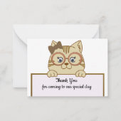 かわいい茶色の猫のサンキューカード ノートカード (正面)