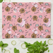 かわいい茶色の猫の柄 キッチンタオル (折り畳み)