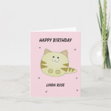 かわいい茶色の猫 ピンクの模様 お誕生日おめでとう