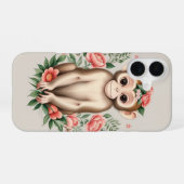 かわいい茶色の猿 iPhone 16ケース (裏面横)