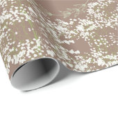 かわいい茶色の白いフローラ ラッピングペーパー (ロールコーナー)
