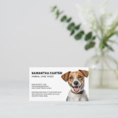 かわいい茶色の白い子犬 名刺 (スタンド正面)