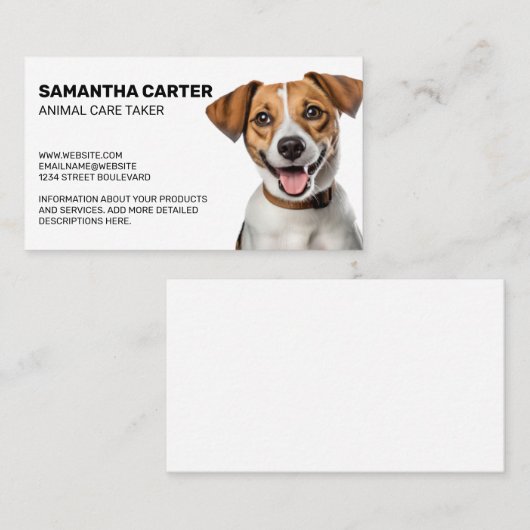 かわいい茶色の白い子犬 名刺 (正面/裏面)