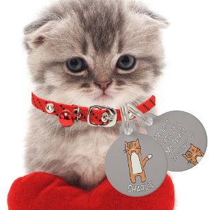 かわいい茶色の白猫の漫画おもしろいかわいい ペット　ネームタグ