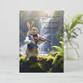 かわいい茶色の遊ウサギのバイオリンby Waterfall 招待状 (スタンド正面)