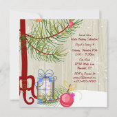 かわいい茶色の馬とクリスマスツリーの誕生日招待状 招待状 (裏面)