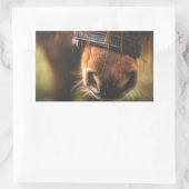 かわいい茶色の馬の鼻のクローズアップ 長方形シール (バッグ)