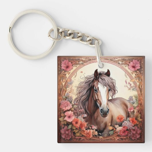 かわいい茶色の馬 キーホルダー (正面)